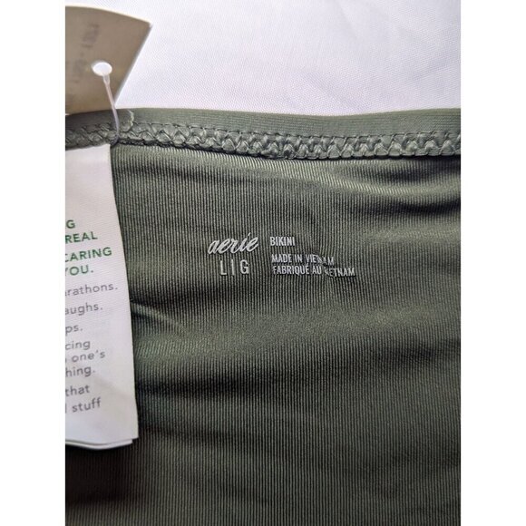 Aerie Olive Full Coverage Bikini Bottom Size Large NWT - Picture 3 of 10